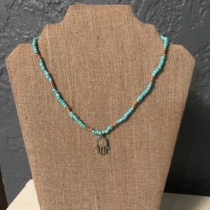 Gold and Turquoise Mandala Necklace